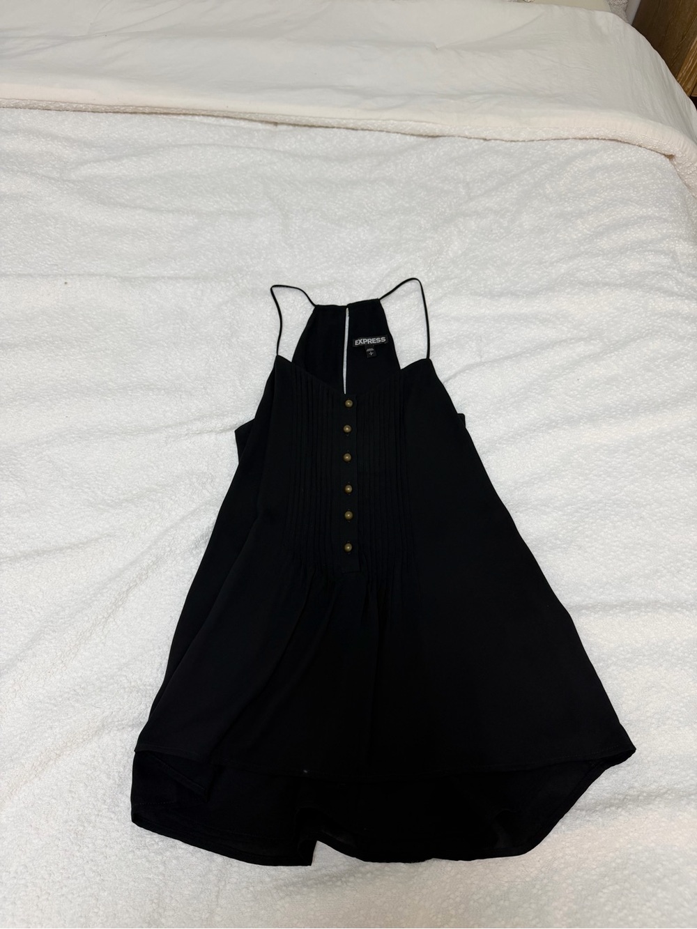 Express Black Pleated Button-Front Blouse
